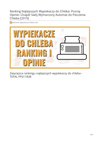 Ranking Najlepszych Wypiekaczy Do Chleba