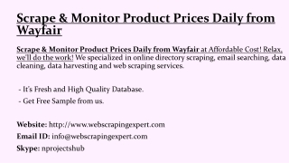Scrape & Monitor Product Prices Daily from Wayfair