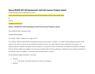 Devry BUSN 427 All Homework and Full Course Project Latest