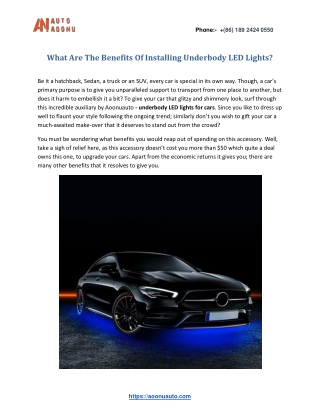 What Are The Benefits Of Installing Underbody LED Lights?