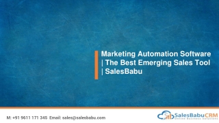 Marketing Automation Software | The Best Emerging Sales Tool | SalesBabu