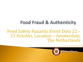 food fraud & Authenticity training in Amsterdam