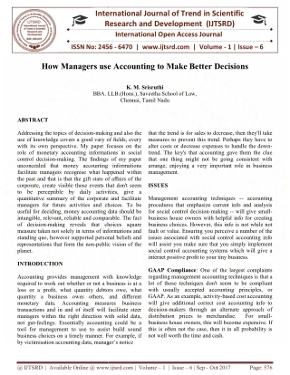 How Managers use Accounting to Make Better Decisions