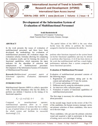 Development of the Information System of Evaluation of Multifunctional Personnel