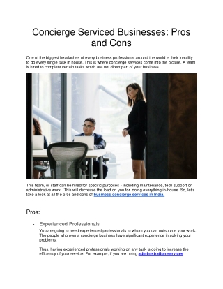Concierge Serviced Businesses: Pros and Cons