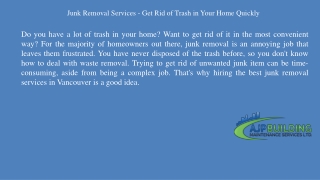 Junk Removal Services-Get Rid of Trash in Your Home Quickly