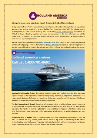 4 things to know about planning a Hawaii Cruise with Holland America Cruise