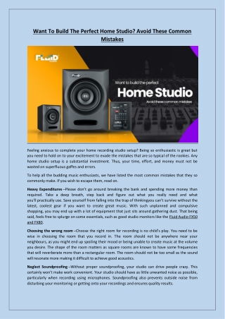 Want To Build The Perfect Home Studio Avoid These Common Mistakes
