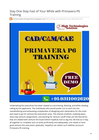 Primavera P6 Training in Delhi, Noida with Placement