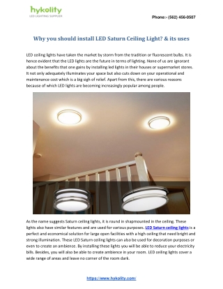 Why you should install LED Saturn Ceiling Light? & its uses
