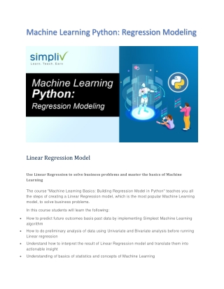 Machine Learning Python: Regression Modeling