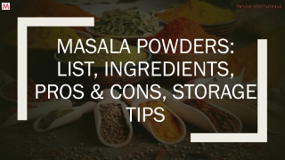 Masala Powders: List, Ingredients, Pros & Cons, Storage Tips | Mevive International