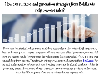 How can suitable lead generation strategies from BoldLeads help improve sales?