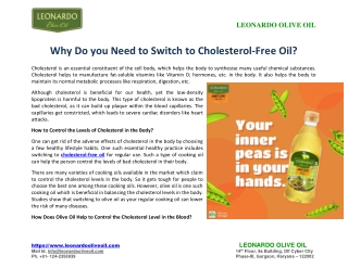 Why Do You Need To Switch To Cholesterol-Free Oil?