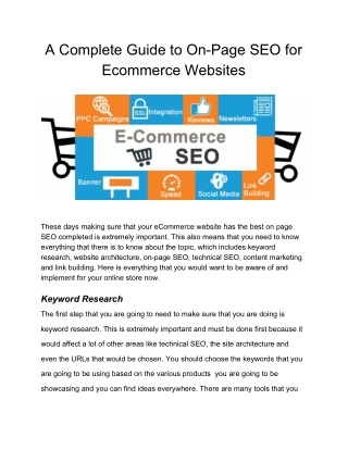 A Complete Guide to On-Page SEO for Ecommerce Websites