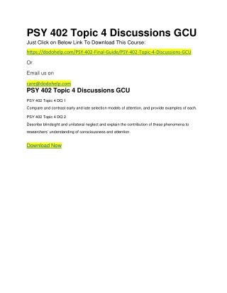 PSY 402 Topic 4 Discussions GCU