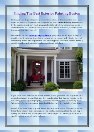 Finding The Best Exterior Painting Boston