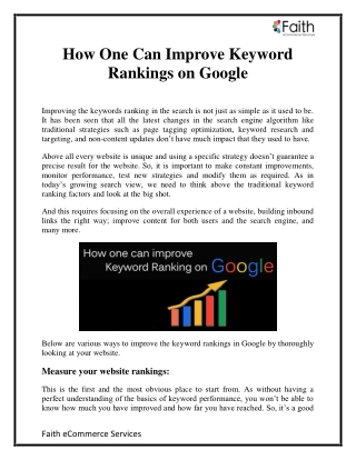 How One Can Improve Keyword Rankings on Google