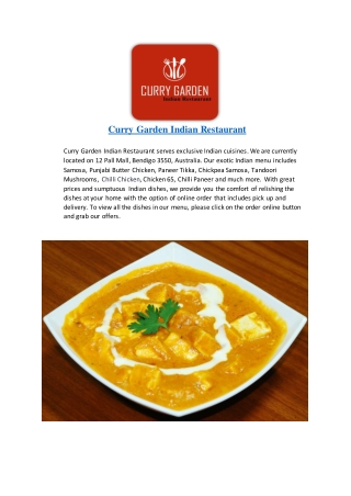 Curry Garden Indian Restaurant-Bendigo