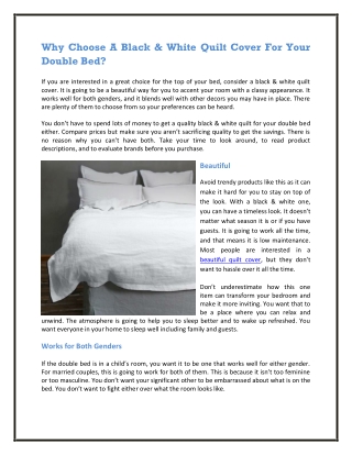 Why Choose A Black & White Quilt Cover For Your Double Bed?