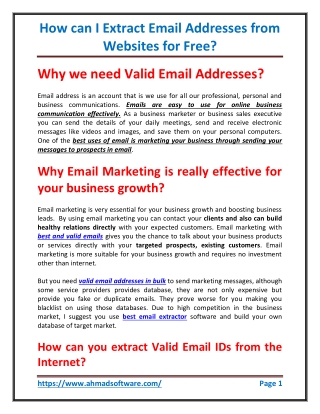 How can I extract email addresses from websites for free?