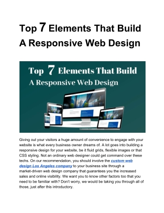 Top 7 Elements That Build A Responsive Web Design