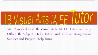 Ib Visual Arts IA Project Help and Assignment Tutor