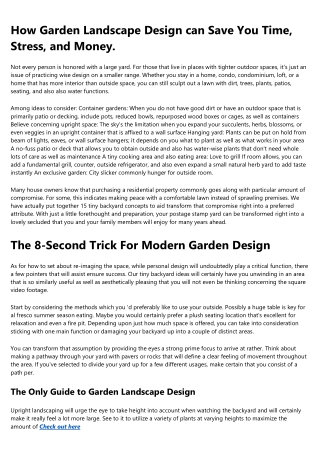 The Facts About Modern Landscape Design Uncovered