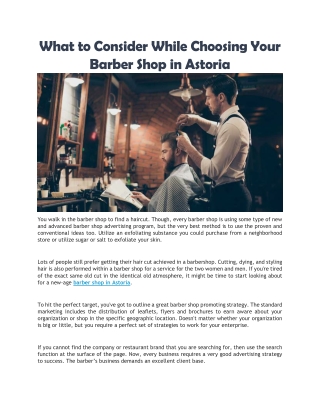 Barber shop in Astoria