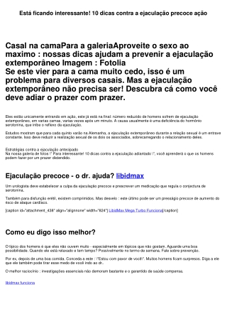 Está ficando interessante! 10 dicas contra a ejaculação extemporâneo ação