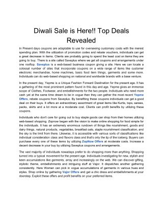 Diwali Sale is Here!! Top Deals Revealed