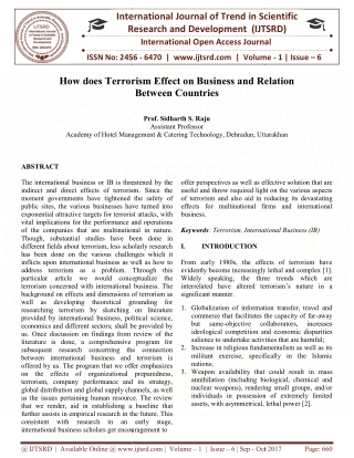 How does Terrorism Effect on Business and Relation Between Countries