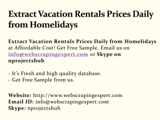 Extract Vacation Rentals Prices Daily from Homelidays