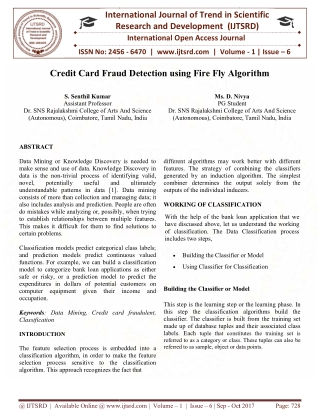 Credit Card Fraud Detection using Fire Fly Algorithm