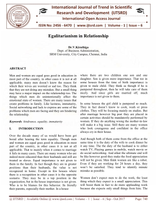 Egalitarianism in Relationship
