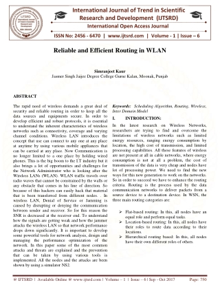 Reliable and Efficient Routing in WLAN
