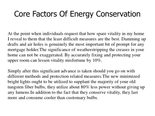 Core Factors Of Energy Conservation
