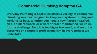 Commercial Plumbing Hampton GA