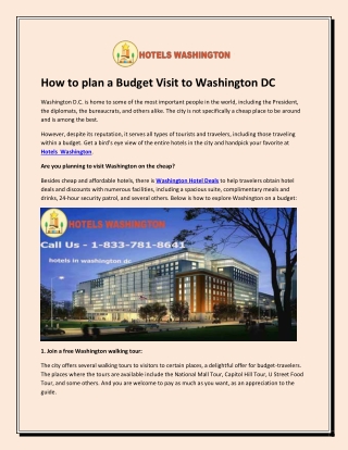 How to plan a Budget Visit to Washington DC