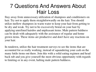 7 Questions And Answers About Hair Loss