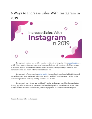 6 Ways to Increase Sales With Instagram in 2019