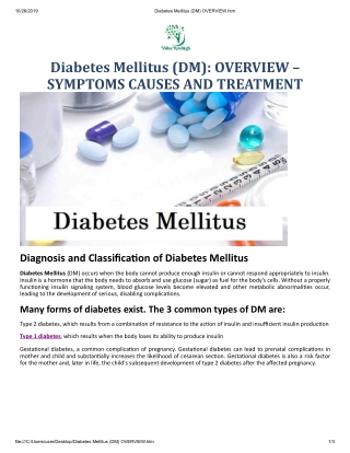Diabetes Mellitus (DM) OVERVIEW