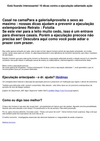 Está ficando interessante! 10 dicas contra a ejaculação extemporâneo ação