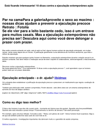 Está ficando interessante! 10 dicas contra a ejaculação extemporâneo ação
