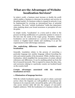 What are the Advantages of Website localization Services?