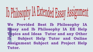 Ib Philosophy IA Project Help and Online Assignment Tutor