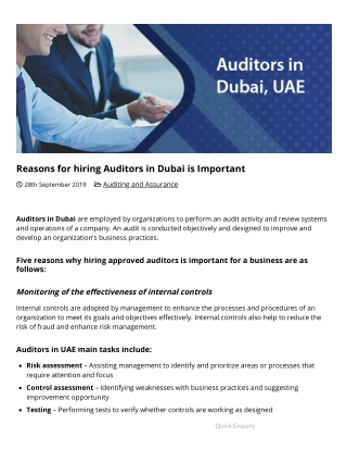 Reasons for hiring Auditors in Dubai is Important