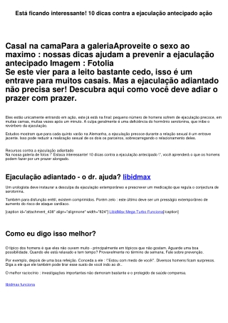 Está ficando interessante! 10 dicas contra a ejaculação extemporâneo ação