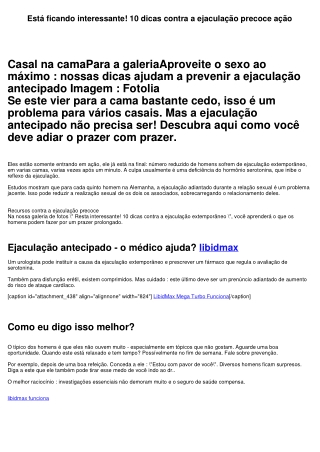 Está ficando interessante! 10 dicas contra a ejaculação extemporâneo ação