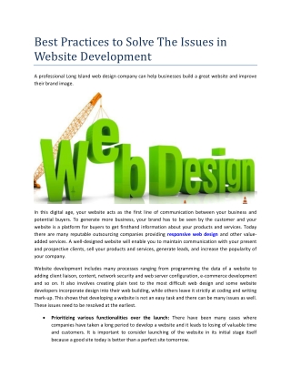 Best Practices to Solve The Issues in Website Development